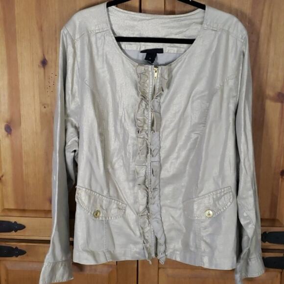 Lane Bryant Gold Shimmer Thread Lightweight Tan Jacket Sz. 14 - Picture 1 of 4